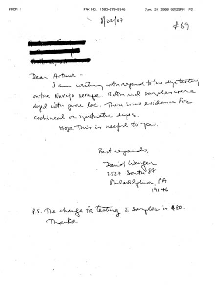 Letter from Dr. David Wenger